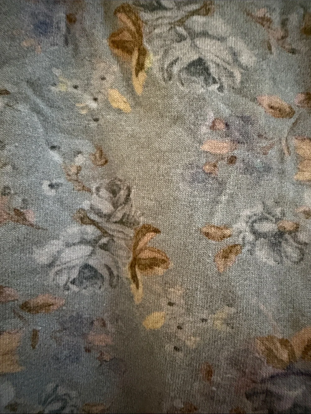 Light Blue Floral Turtleneck Long-Sleeve Top